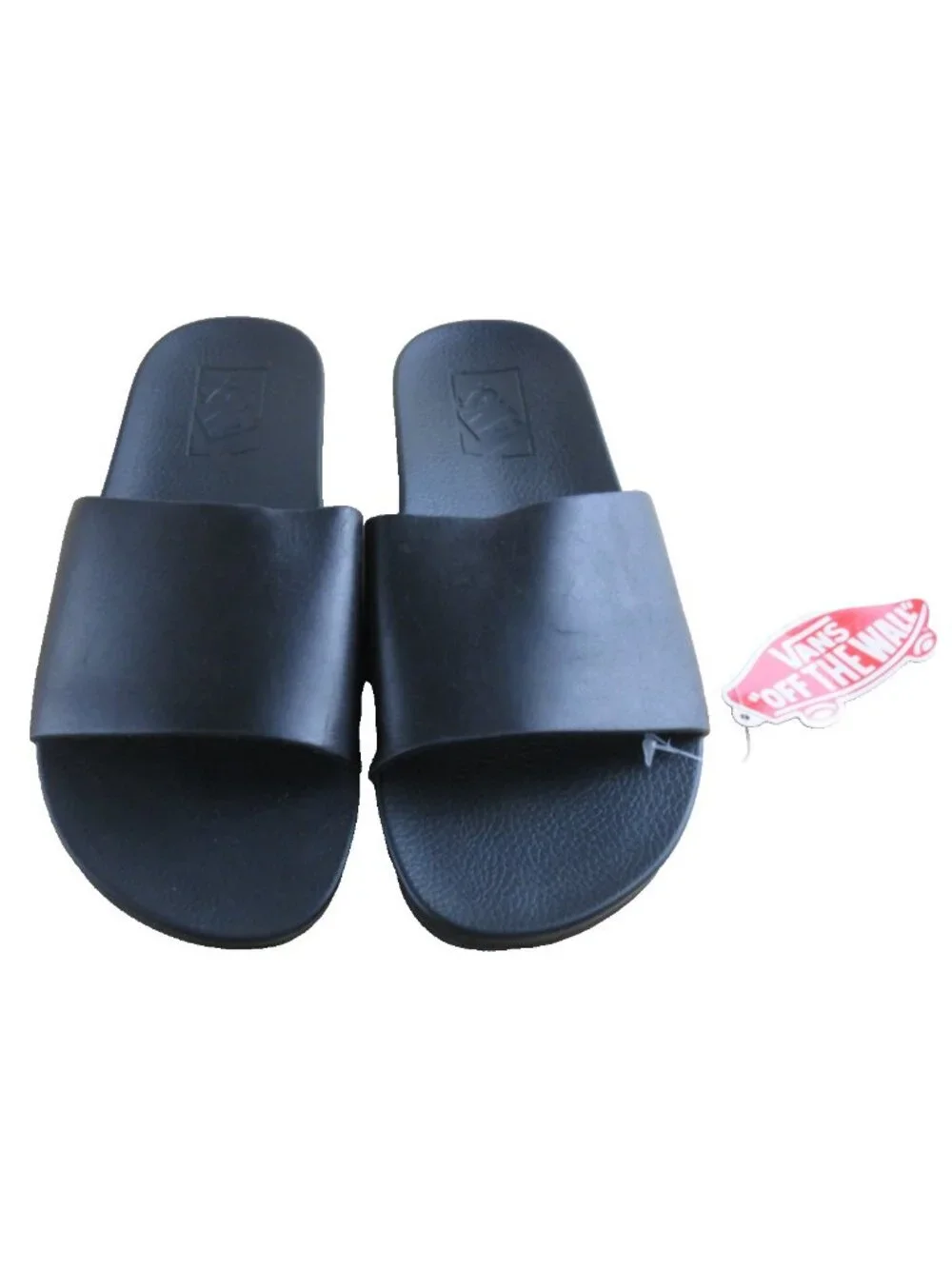 Vans Women's Decon Leather Slide Sandal Casual Slip On Shoe Black Size 7 New
